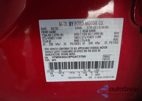 2023 Ford Explorer St from USA, damaged, VIN 1FM5K8GC8PGA73760